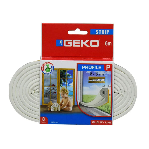 Αεροστόπ Λάστιχο Geko τύπου “P” σε Λευκό Χρώμα 2-5mm/6m (35292)