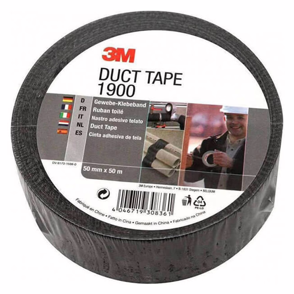 3M Value Duct Tape Αυτοκόλλητη Υφασμάτινη Ταινία Μαύρη 50mx50mm