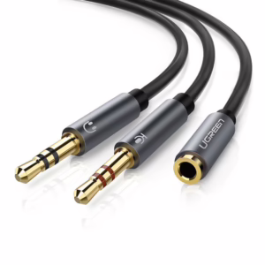 Ugreen Καλώδιο Ήχου 3.5mm female - 2x 3.5mm male Μαύρο 0.28m με Επίχρυσους Ακροδέκτες 20899
